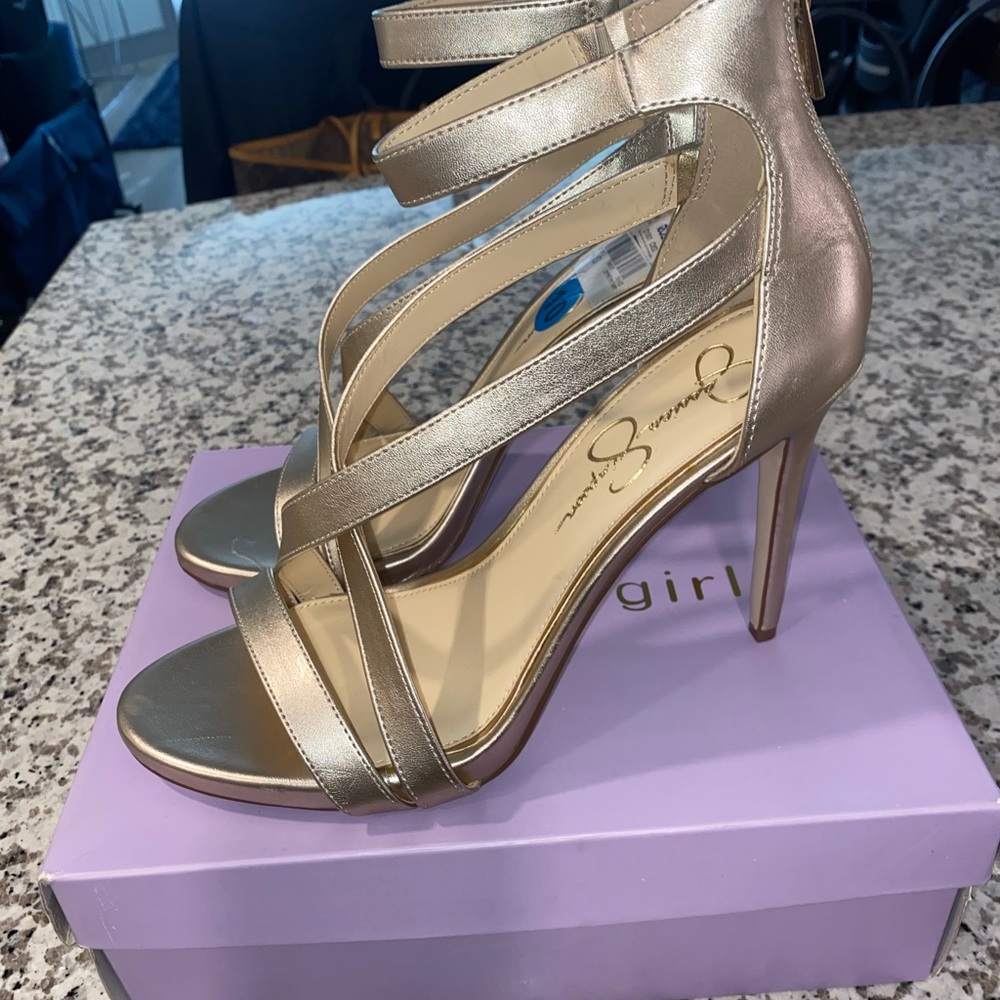 Jessica Simpson Strappy Gold Heels